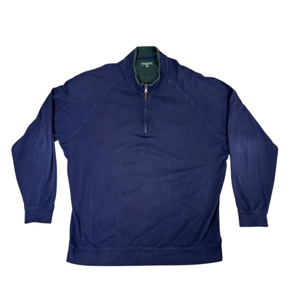 Fairway & Greene Signature Navy Blue 100% Pima Cotton 1/4 Zip Pullover XXXL